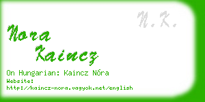 nora kaincz business card