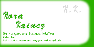 nora kaincz business card